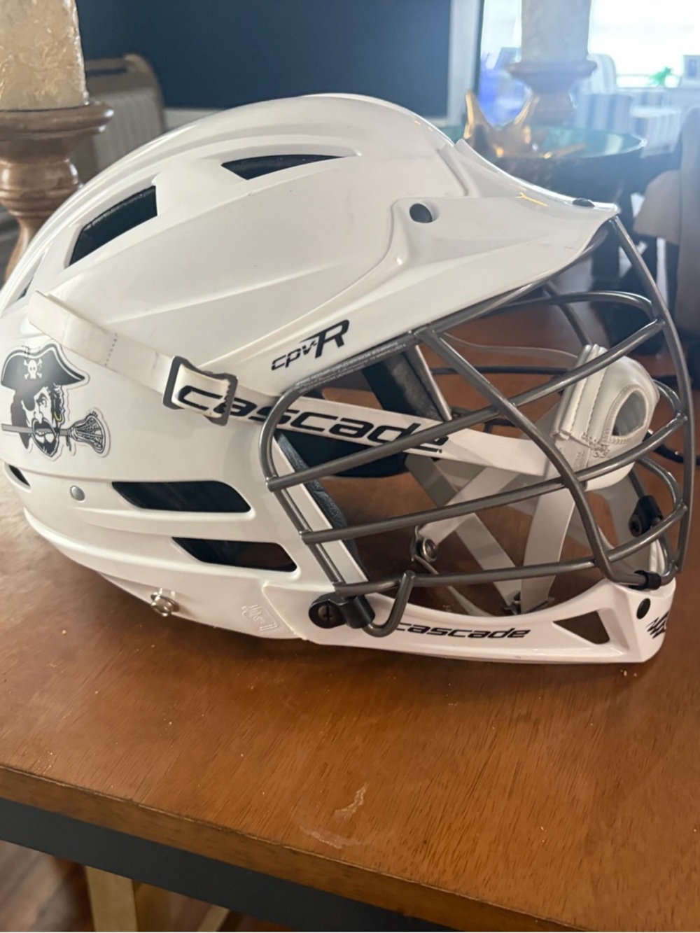 Cascade CPV-R Kids Lacrosse Helmet - White with Gray Cage
